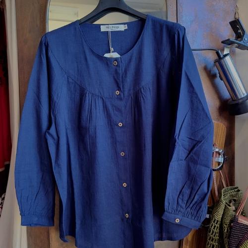 Camicia senza collo taglio raglan  - colore blu 134 - codice WWS060 